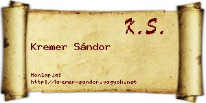 Kremer Sándor névjegykártya